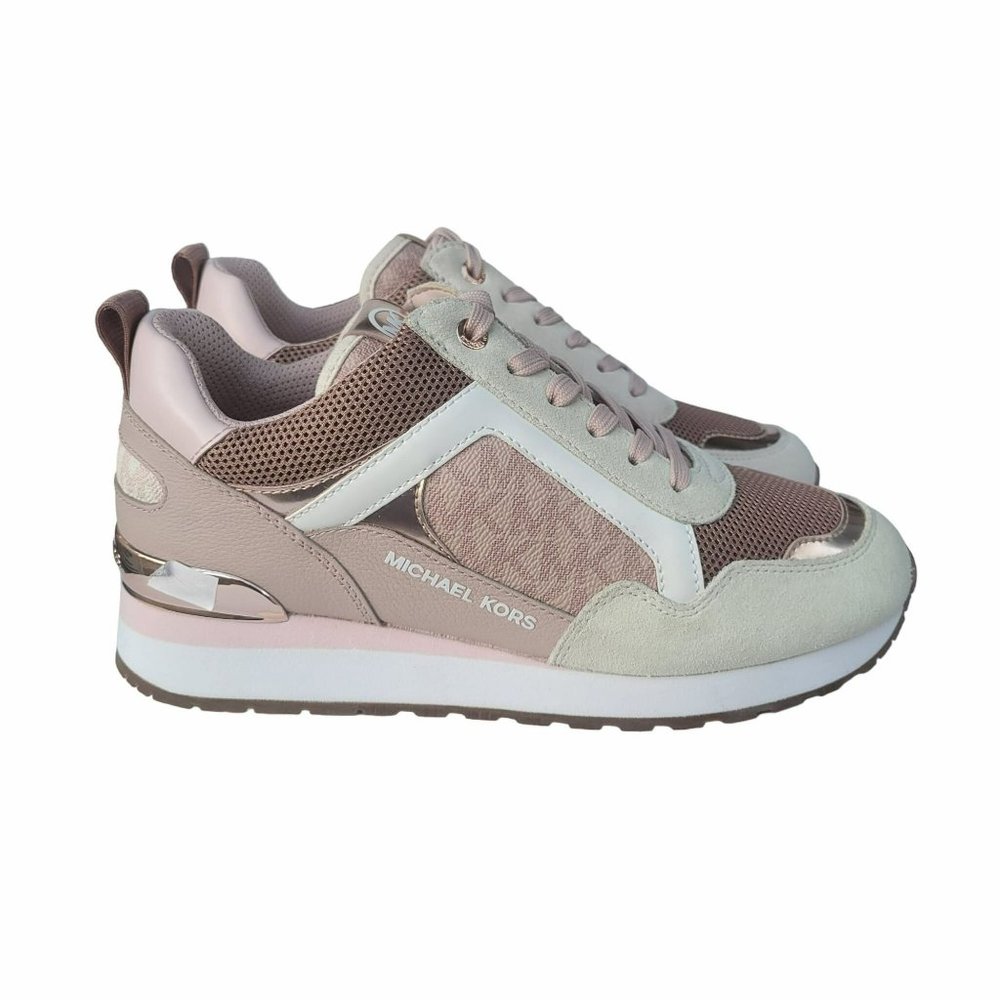 ✨NEW 6.5 Womens shoes Michael Kors Wilma Trainer Sneakers Pink Suede 49TOWIFS1S✨ - Picture 3 of 11